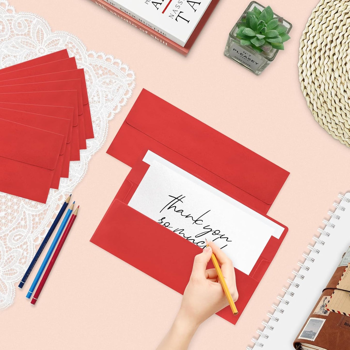 200 Pack #10 Business Envelopes, Red Standard Envelopes Self Seal, Letter Size Mailing Envelopes for Checks Letters Invoices Statements Christmas Birthday Graduation Wedding, 4 1/8 x 9 1/2 Inch