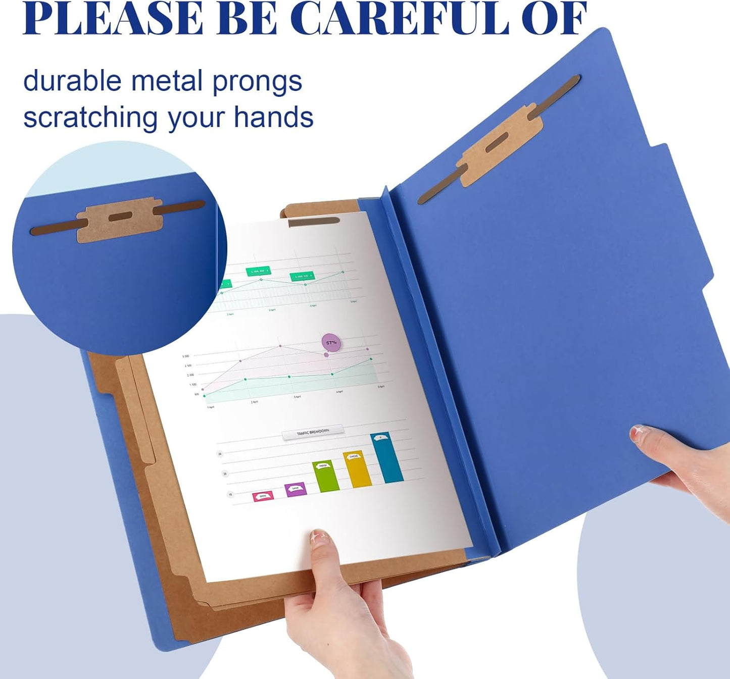 24 Pcs Classification Folders Letter Size, 3 Divider Pressboard File Folder with Fasteners, Expanding File Organizer Bulk for Teachers, Clergy, Office, Church, Christmas Donations (Dark Blue)