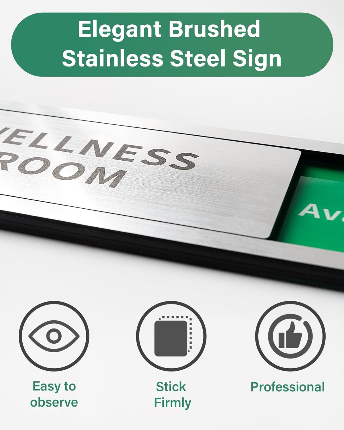 Office Door Signs Do Not Disturb, In Use/Available Slider Sign for Home Office Wellness Conference Vacant Occupied Privacy Slide Door Sign，Brushed Silver