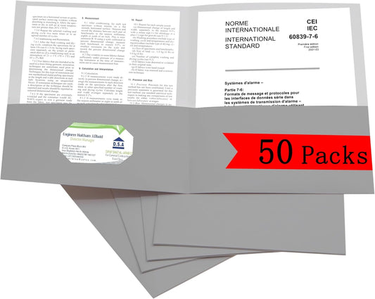 Two Pocket Folders,50 Packs 2 Pocket Folders Bulk,Fit Letter Size Paper Documents Folder for School Office Home Business,Grey