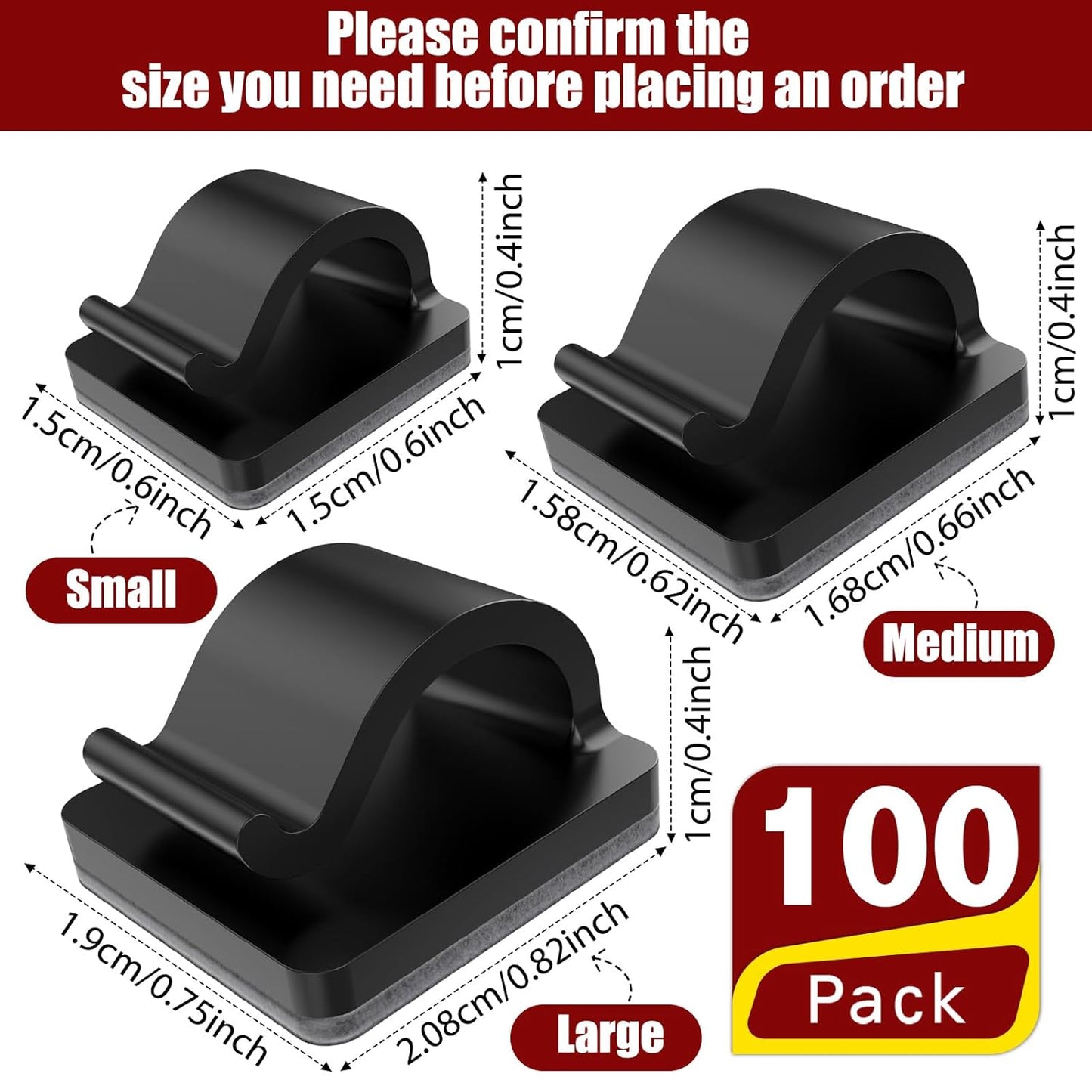 Blulu 100 Pieces Adhesive Cable Clips Bulk Wire Hooks Organizers for Cords Outdoor Rope Light Clips for String Fairy Hanging Lights Halloween Thanksgiving Christmas Party