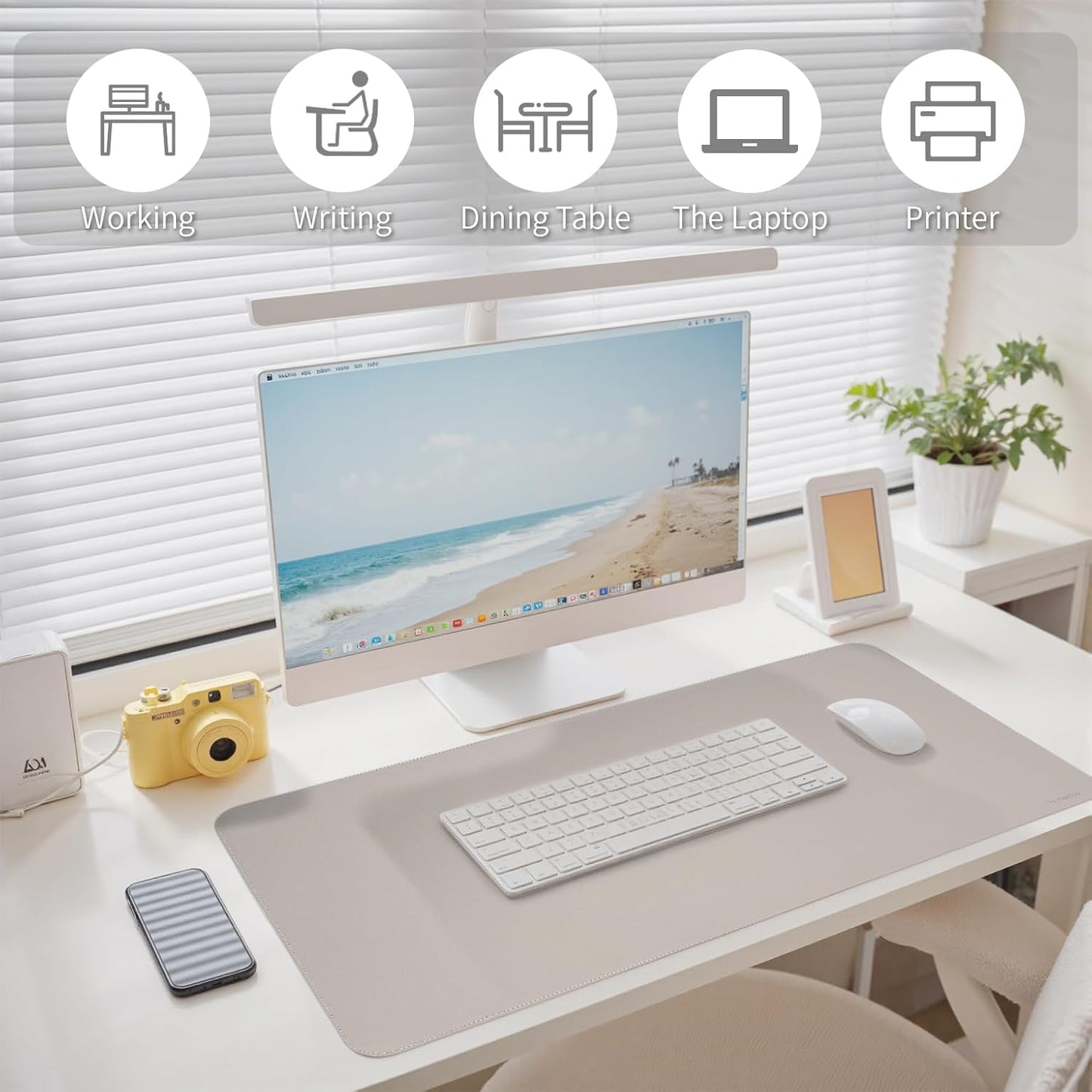 Oversized Non-Slip Desk Pad Protector – Grips Desk Firmly, Anti-Slip Like You've Never Seen! Vegan Leather Waterproof Laptop Mat for Keyboard & Mouse – Large Office Pad– Stone Gray