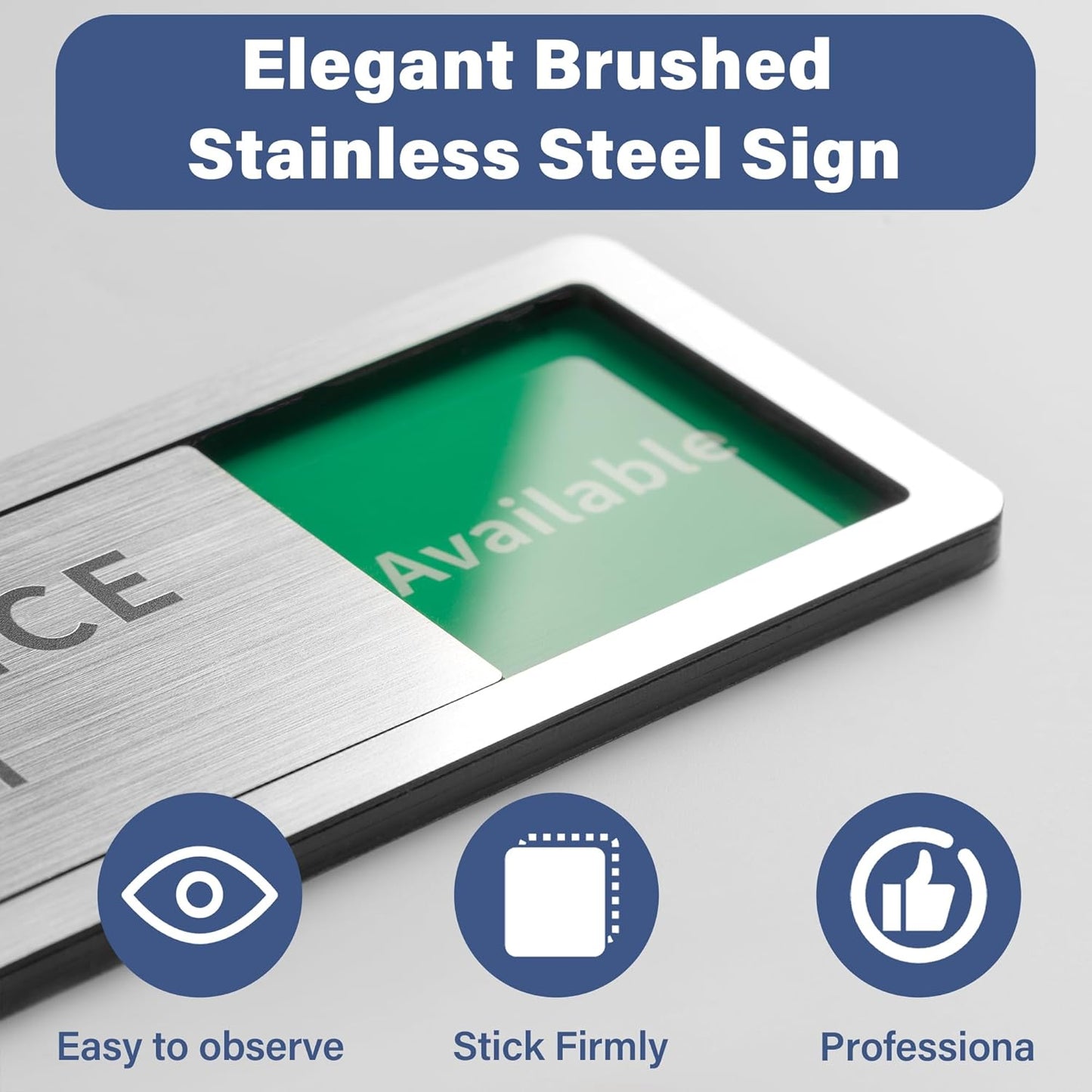 Conference Room Sliding Door Signs - In Use/Vacant/Occupied with Reversible Slider for Wellness & Privacy Office - 8inx2.6 inches