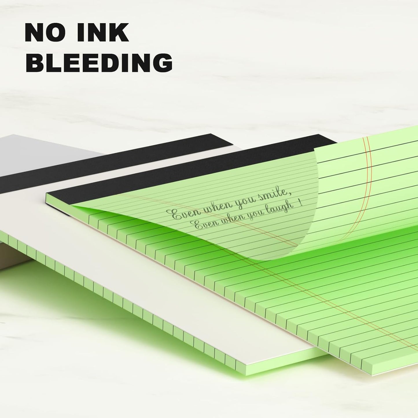 Green Legal Pad Note Pads 8.5 x 11 inch, Wide Ruled Clear Print Writing Pads 30 Sheets/Pad, 20lb Colored Paper, Perforated Notepad with Sturdy Back (3 Pads Green)