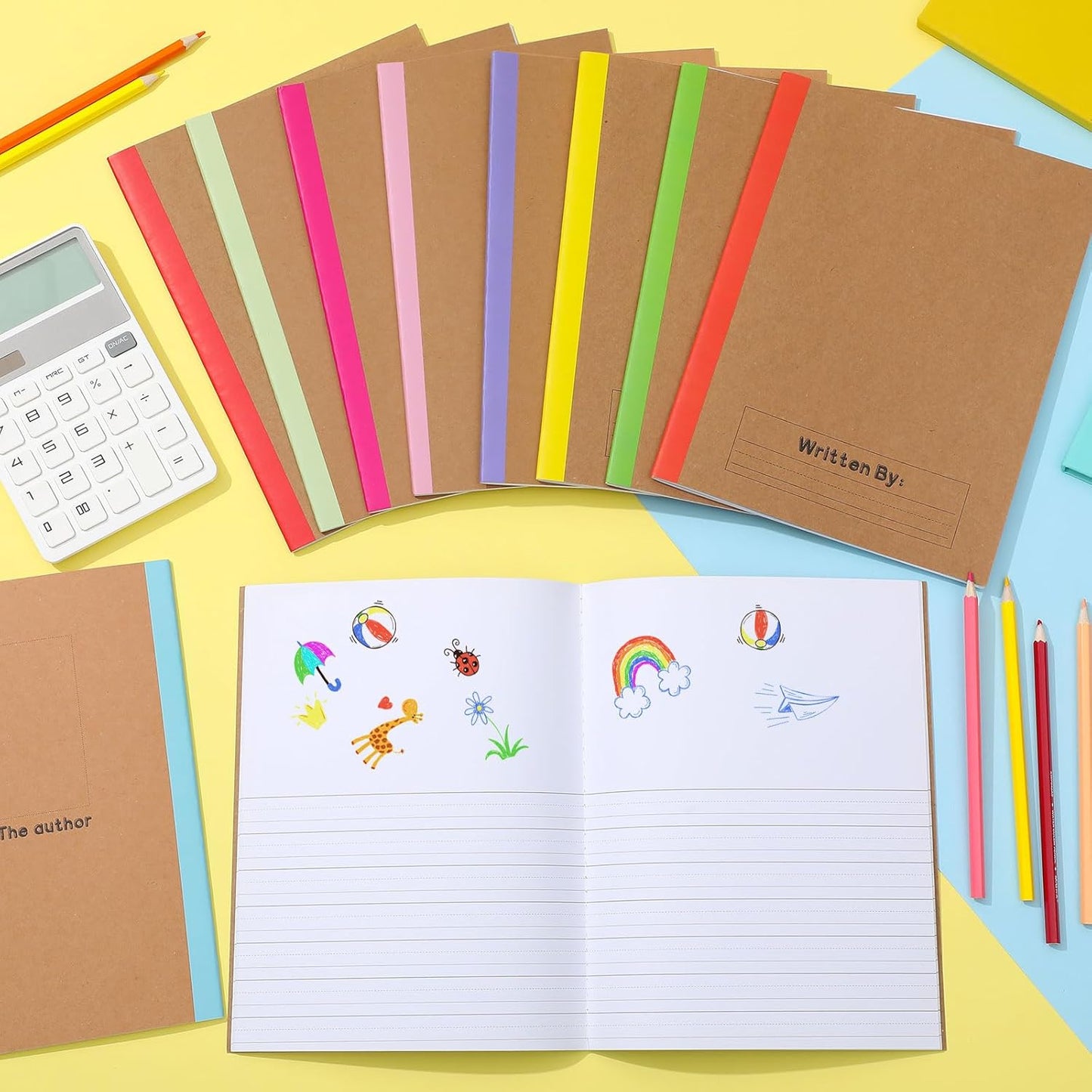 Henoyso 10 Pcs 120 Pages Primary Composition Notebooks K-2, Primary Journal Grades K-2, Writing Journal Practice Notebook for Kids in Preschool, Kindergarten, Back to School Supplies (Stylish)