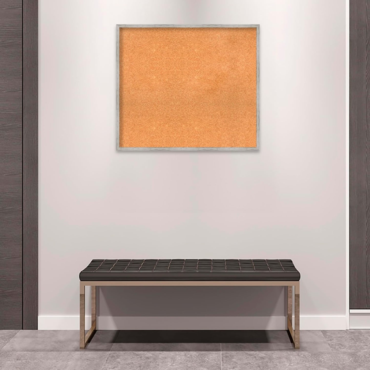 Amanti Art Natural Cork Board for Wall, 29x33 Vision Board with White Frame, Large Corkboard Office Decor for Home Organization, Cottage Corkboard Pinboard to Display Items for Home Organization in