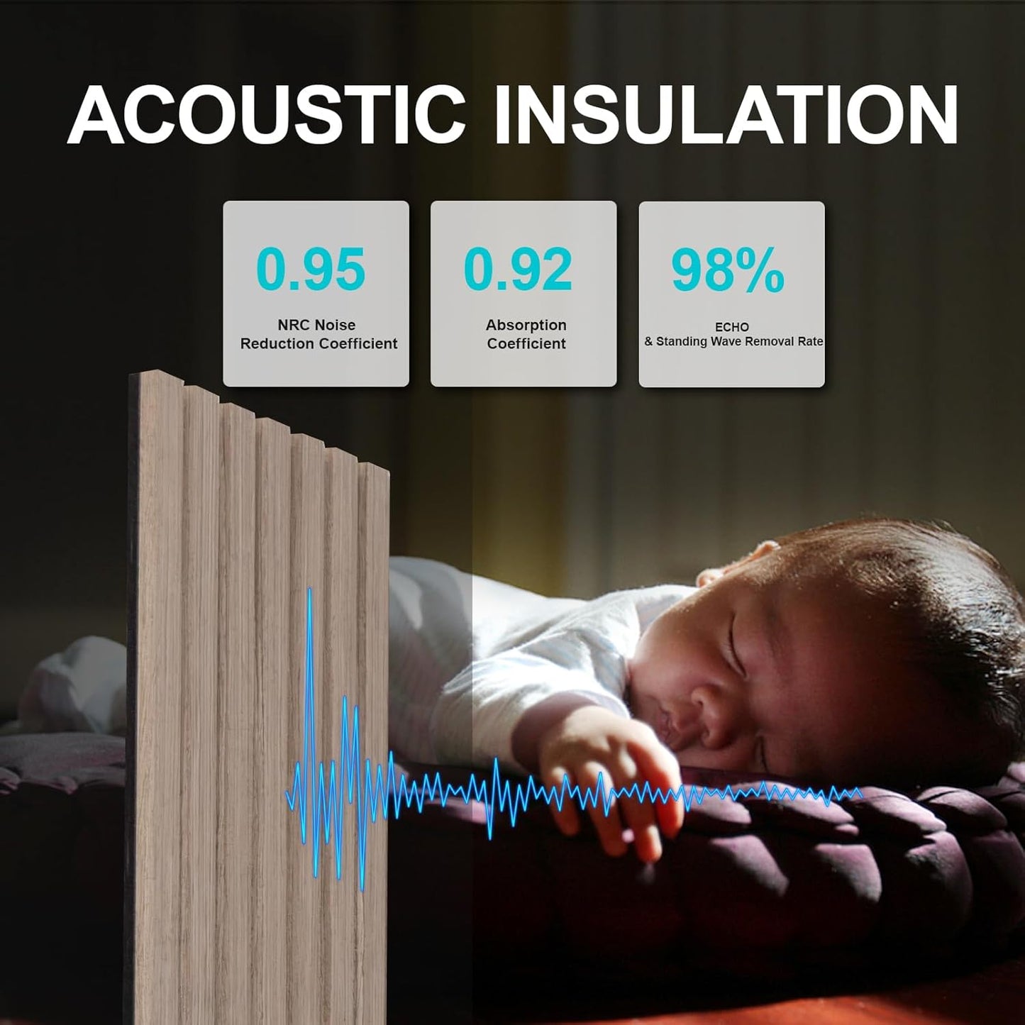 Yuzzy Wood Panels for Wall and Ceiling - 108 x 11 Inch Wood Slat Acoustic Panels 4 PCS - Modern Sound Absorbing Wall Panels for Interior Wall Decor for Home, Office, Studio - Rustic Gray Oak