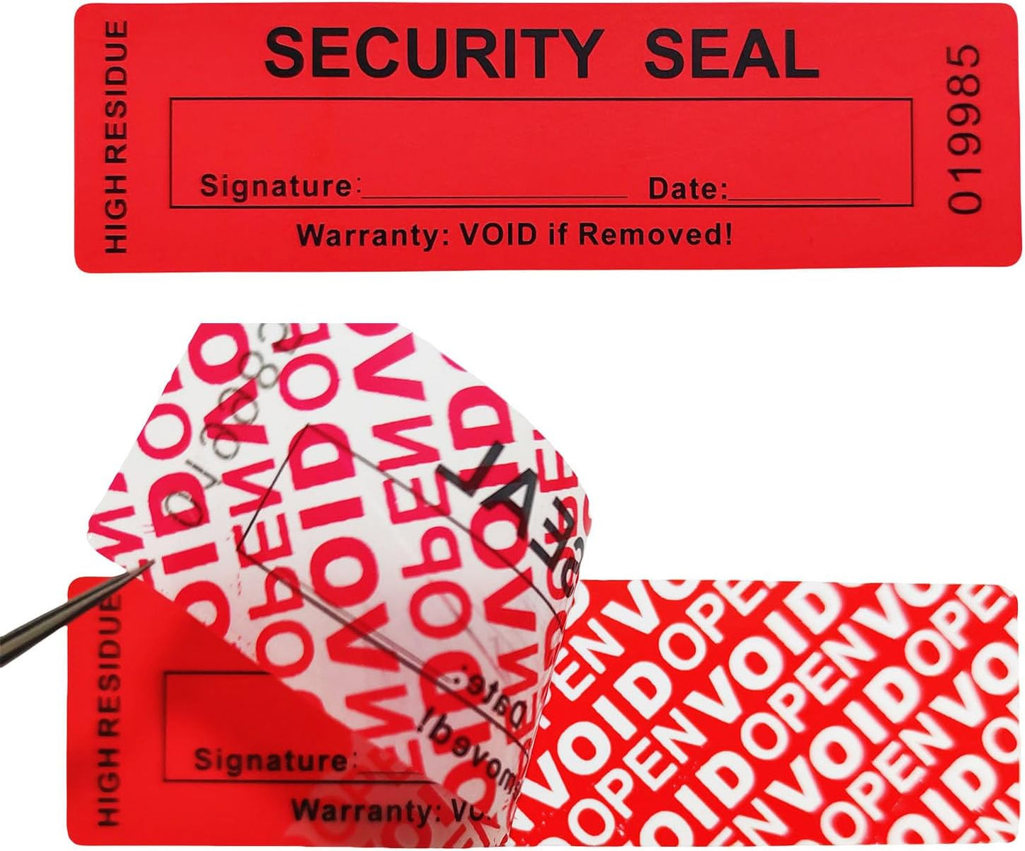 20000pcs Customizable High Residue Total Transfer Tamper Evident Tamper Proof Stickers Labels Seals (Customizable Size Color Design)