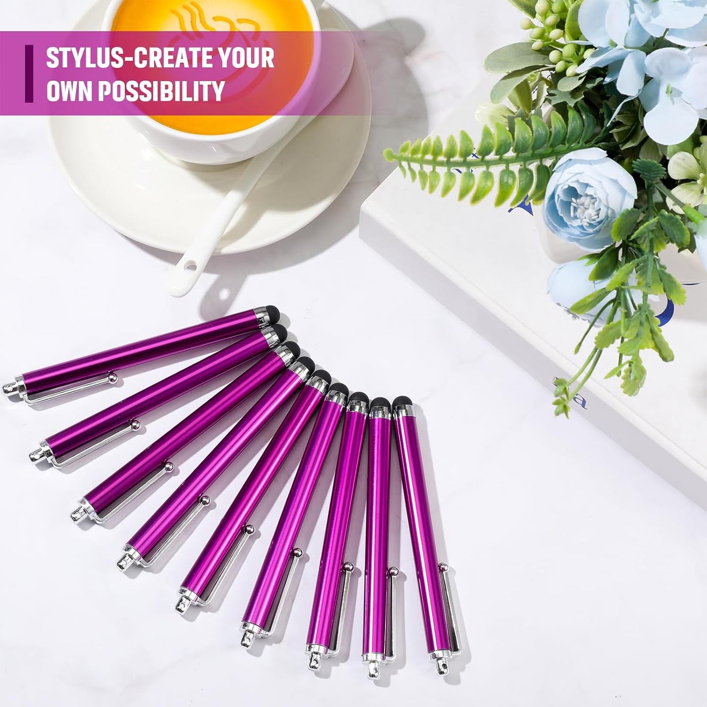 Outus 36 Pcs Stylus Pen for Universal Capacitive Touch Screens Devices, Stylus Pen Compatible with Tablet for Classroom Travel Olders Friendly(Purple)