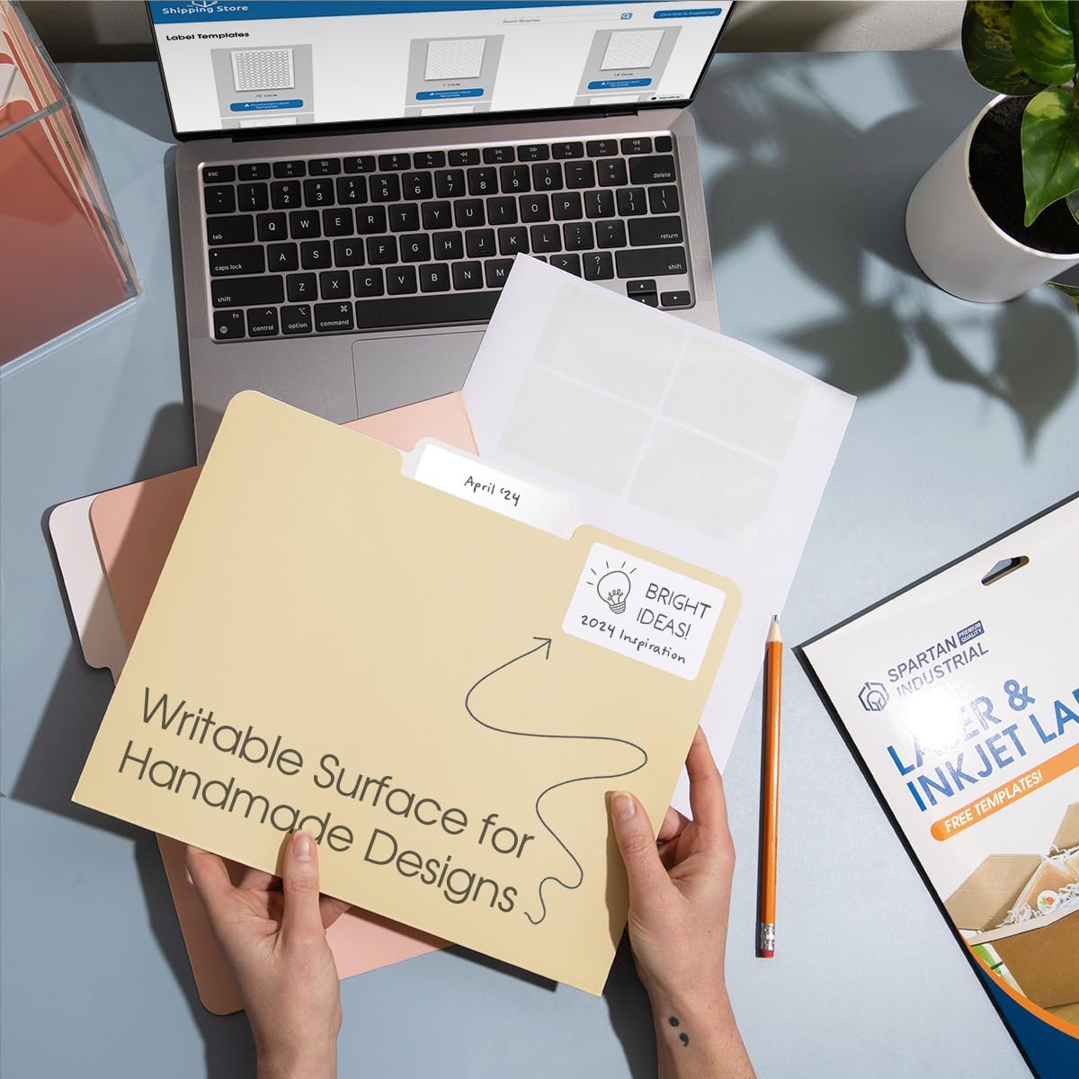 4" X 2 1/2" Printable Shipping Address Labels Compatible with Inkjet and Laser Printers - 30 Sheets, 240 Total Matte White Paper Stickers for Mailing Packages and Envelopes - Spartan Industrial