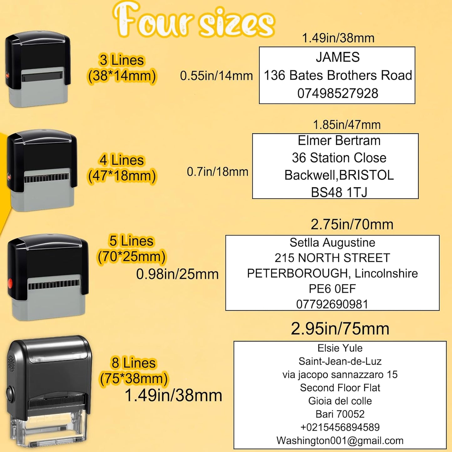 Personalized Stamp Custom Self-Inking Rubber Stamps for Business Customized Return Address with Name Date Up to 5 Lines-70x25mm