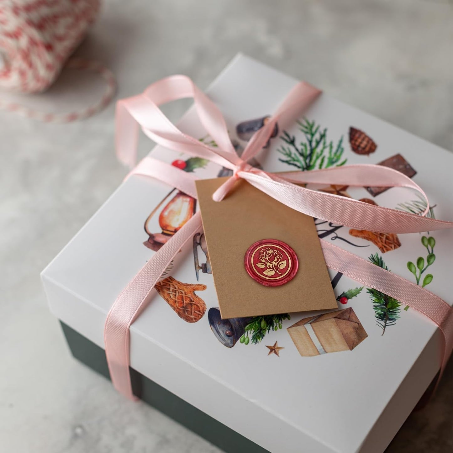 25Pcs Gold & Red Wax Seal Stickers - Handmade Envelope Seals, Self-Adhesive Wax Stickers for Wedding Party Invitations, Envelope, Gift Wrap, Christmas (Gold Rose Style, Red)