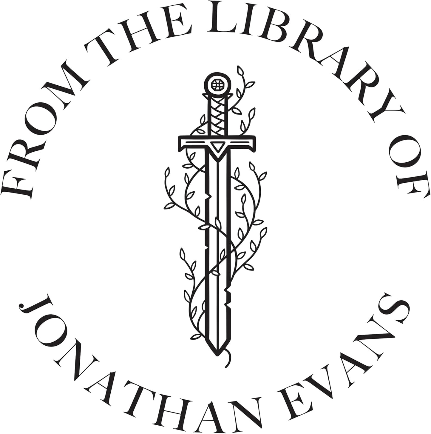 Personalized Book Embosser or Stamp Custom Round Library Embosser Teacher Library Book Stamp, Ex Libris Stamp, Gift for Book Lover | Wooden or Self Inking Stamp or Embosser (Sword)