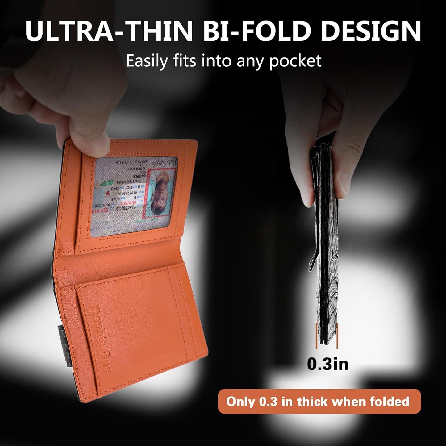 Slim Wallet for Men Credit Card Holder Wallet RFID Blocking Bifold Mens Slim Wallet,Thin Minimalist Front Pocket Mens Leather Wallets,Smart Security Carbon Fiber Mini Small Compact Wallet & Money Clip