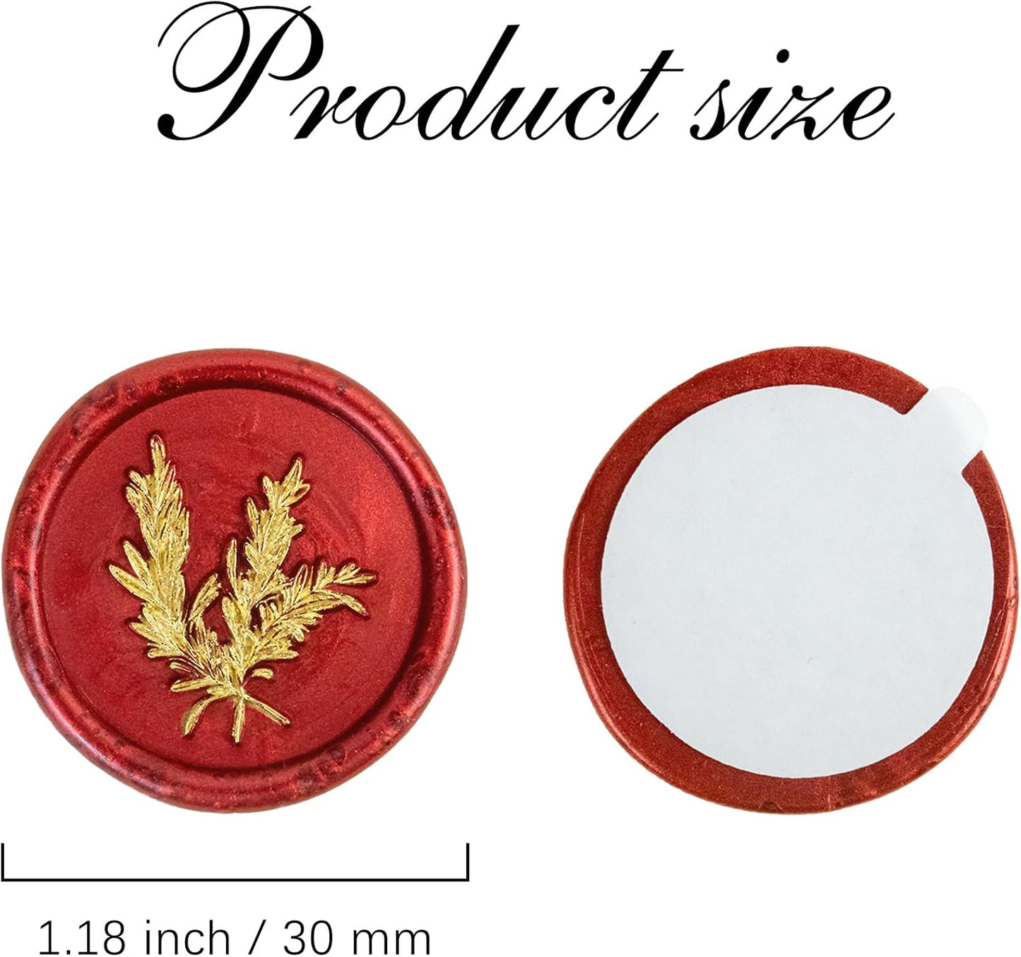 100Pcs Gold & Red Wax Seal Stickers - Handmade Envelope Seals, Self-Adhesive Wax Stickers for Wedding Party Invitations, Envelope, Gift Wrap, Christmas (Gold Rosemary Style, Red)