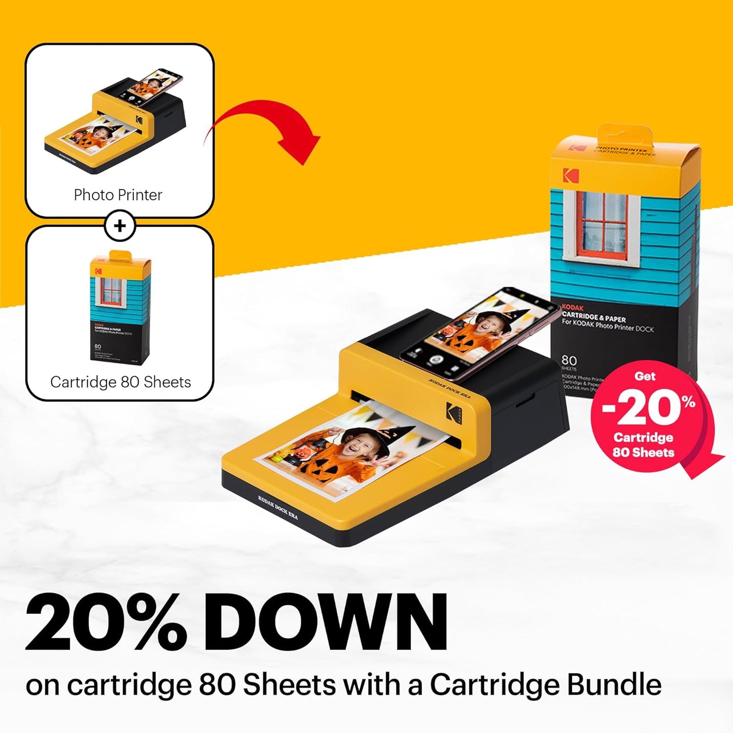 KODAK Dock ERA Plus 4PASS Instant Photo Printer (4x6) (Printer + 10 Sheets)