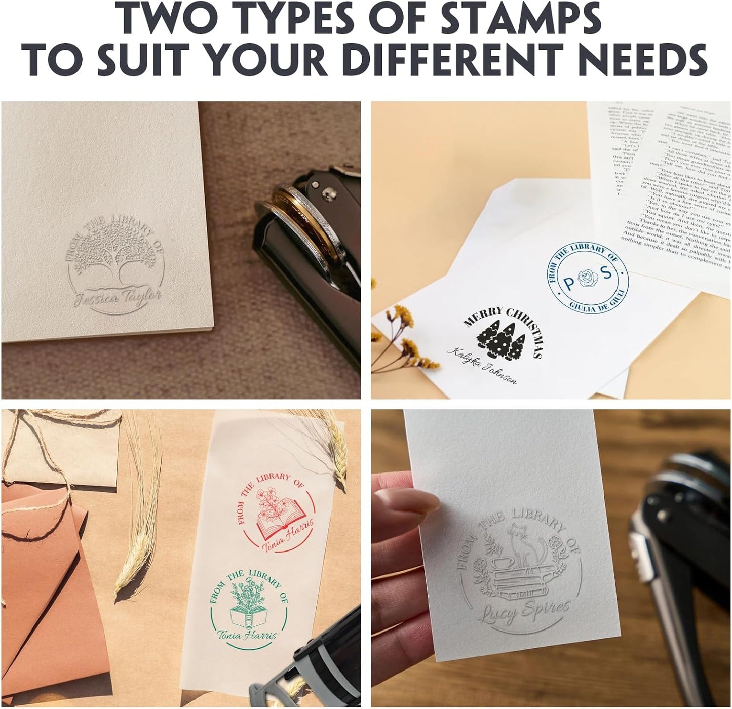 HDSD Personalized Book Embosser & Custom Self Ink Stamp with Logo& Text Idea Gift for Readers Students Book Lovers