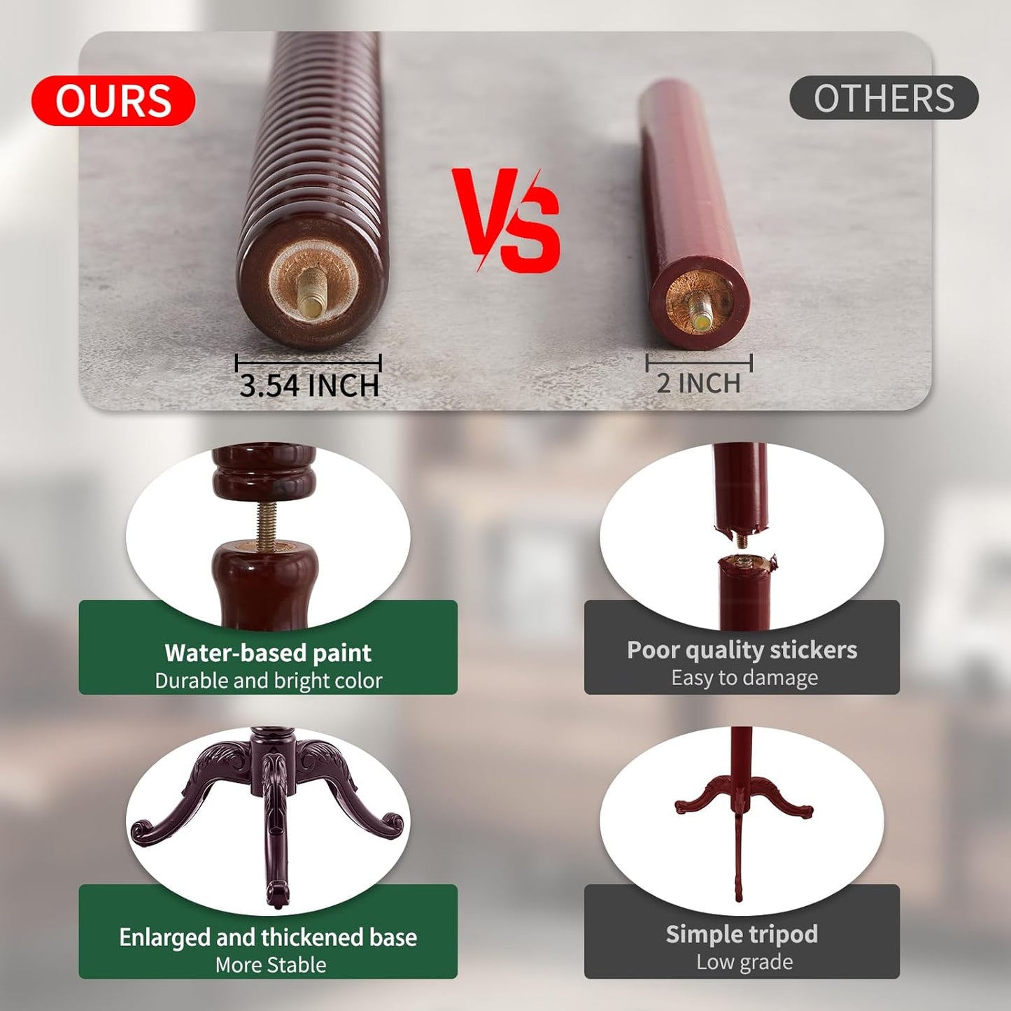 Wooden Coat Rack Stand, Vintage Solid Wood Coat Rack Freestanding with Triangle Base, Heavy Duty Coat Racks with 14 Hooks, Wood Coat Tree Hanger Stand for Entryway,Office