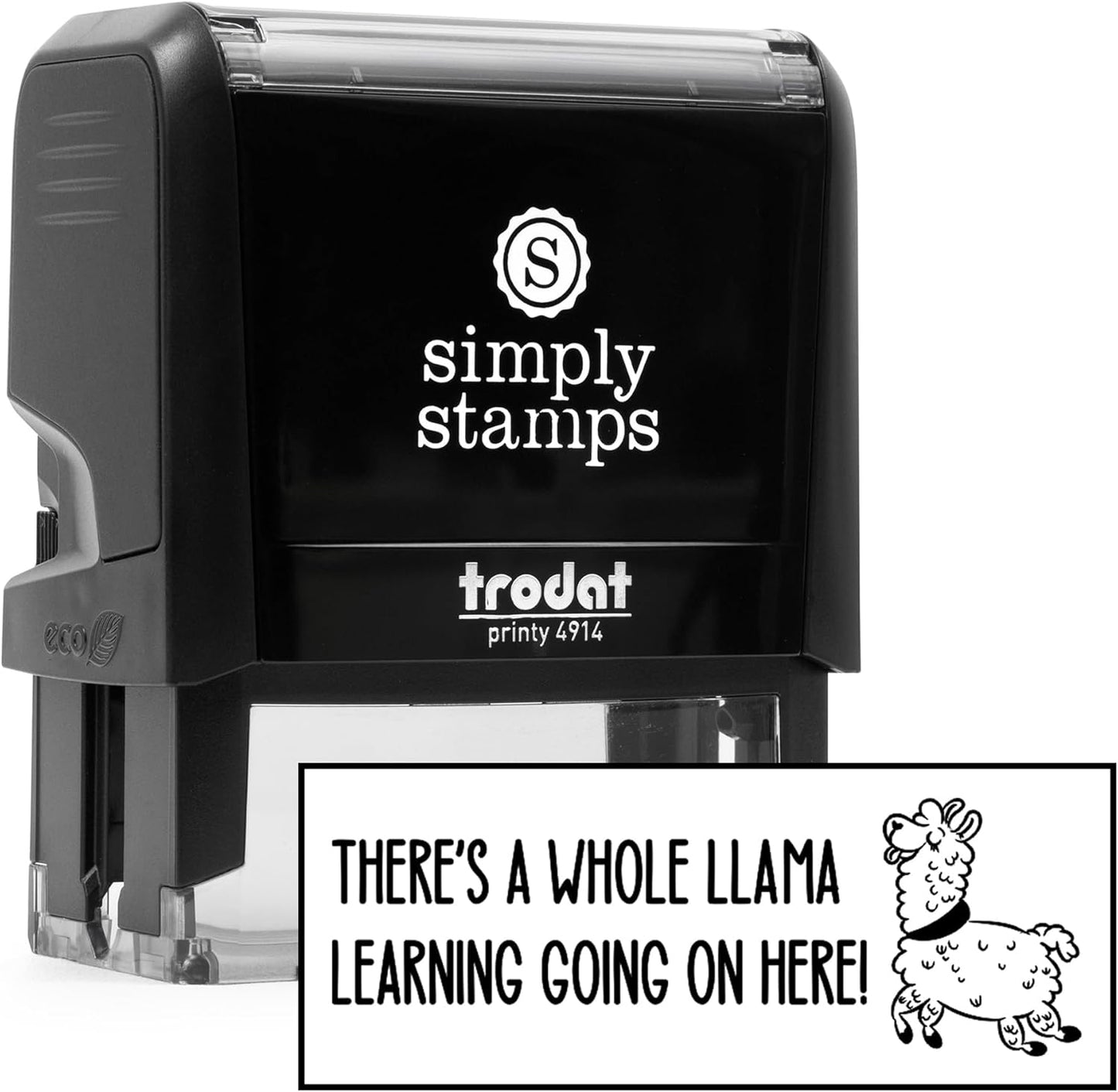 Custom Self-Inking Stamps | 49 Designs | Fun Phrases | Grading Made Easy | Classroom, Library Book Stamps (Whole Llama Learning, Xtra Large)