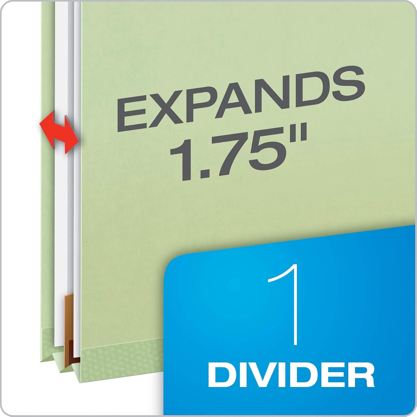 Pendaflex Recycled Classification File Folders, 1 Divider, 2" Embedded Fasteners, 2/5 Tab Cut, Legal Size, Light Green, Box of 10 (28776R)| (Pack of 5)