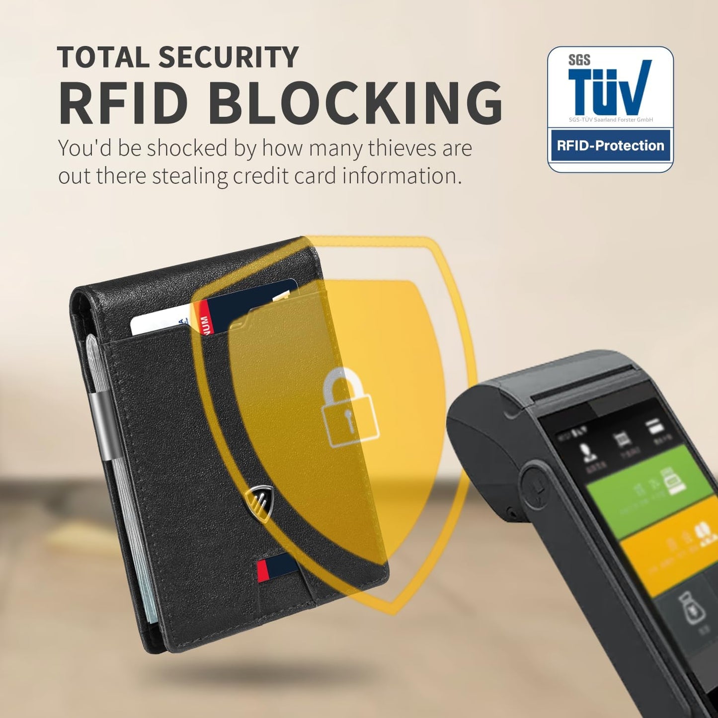 RUNBOX Mens Slim Wallet with Money Clip RFID Blocking Bifold Credit Card Holder for Men with Gift Box