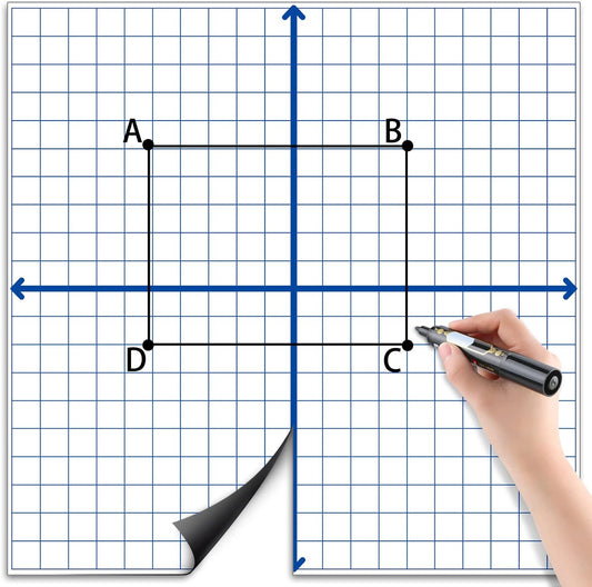 Teling 4 Pieces Jumbo Magnetic Xy Coordinate Dry Erase Grid 26 x 26 Inches, Magnet Graph Whiteboard for Classrooms, Teaching, Learning Tools