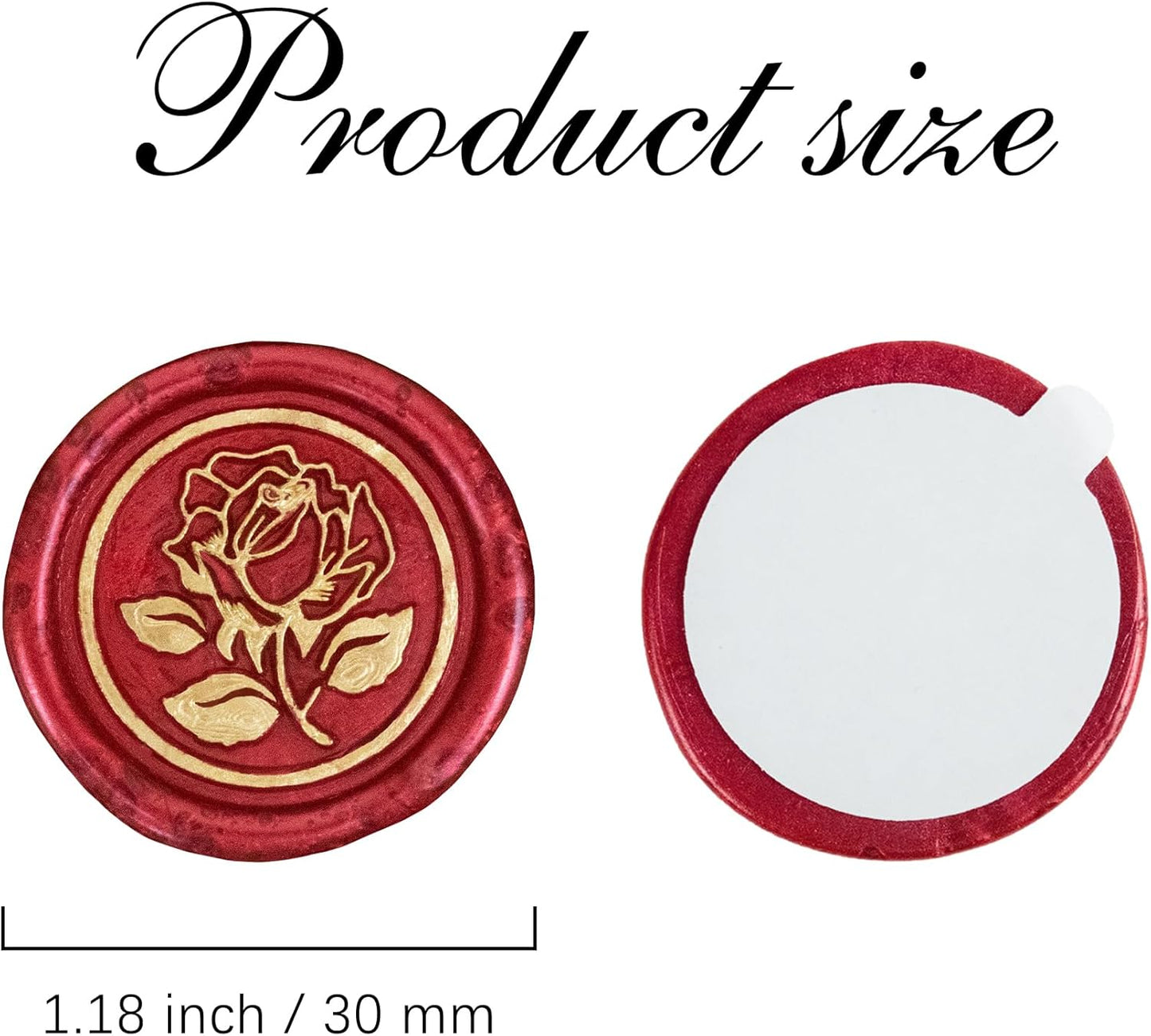 25Pcs Gold & Red Wax Seal Stickers - Handmade Envelope Seals, Self-Adhesive Wax Stickers for Wedding Party Invitations, Envelope, Gift Wrap, Christmas (Gold Rose Style, Red)