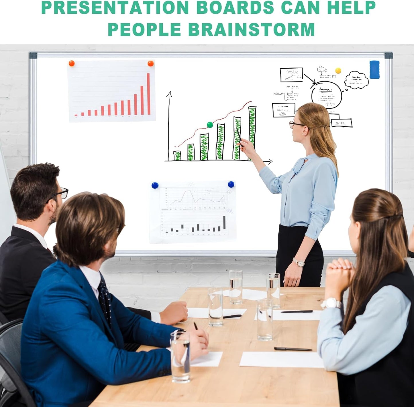 H-Qprobd 72"x48" Large Dry Erase Board for Wall 6' x 4' Magnetic Whiteboard Aluminum Presentation White Boards with Long Pen Tray, 6 Markers, 2 Erasers &12 Magnets