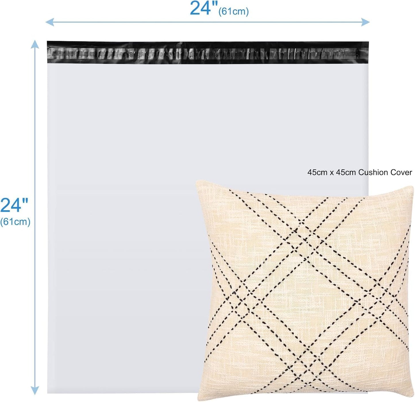 Metronic Poly Mailers 24x24 100PC White, Extra Large Shipping Bags Mailing Envelopes with Strong Adhesive, 2.5Mil Thick Mailers Poly Bags for Shipping, Mailing Bag Packaging Bag for Small Business