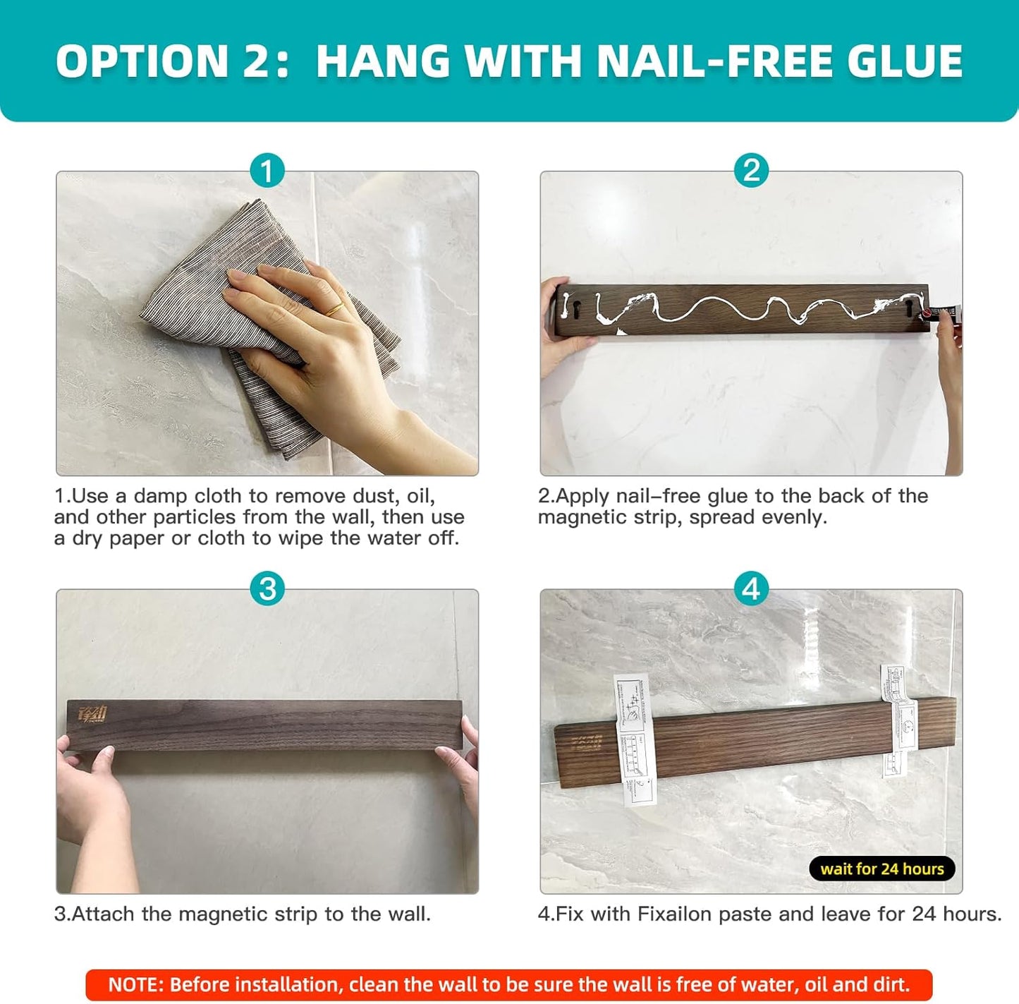 FINDKING Ash Wood Magnetic Knife Strip, Magnet Utensil Holder for Wall, Refrigerator, Wooden Rack for Kitchen Knives, No Drill (Dark Brown, 16 Inches, Without Knives)