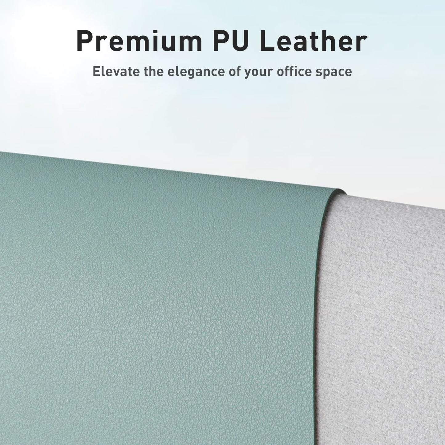 Aothia Leather Desk Pad Protector, Mouse Pad,Office Desk Mat, Non-Slip PU Leather Desk Blotter, Laptop Desk Pad, Waterproof Desk Writing Pad for Office and Home (36" x 17", Light Blue)