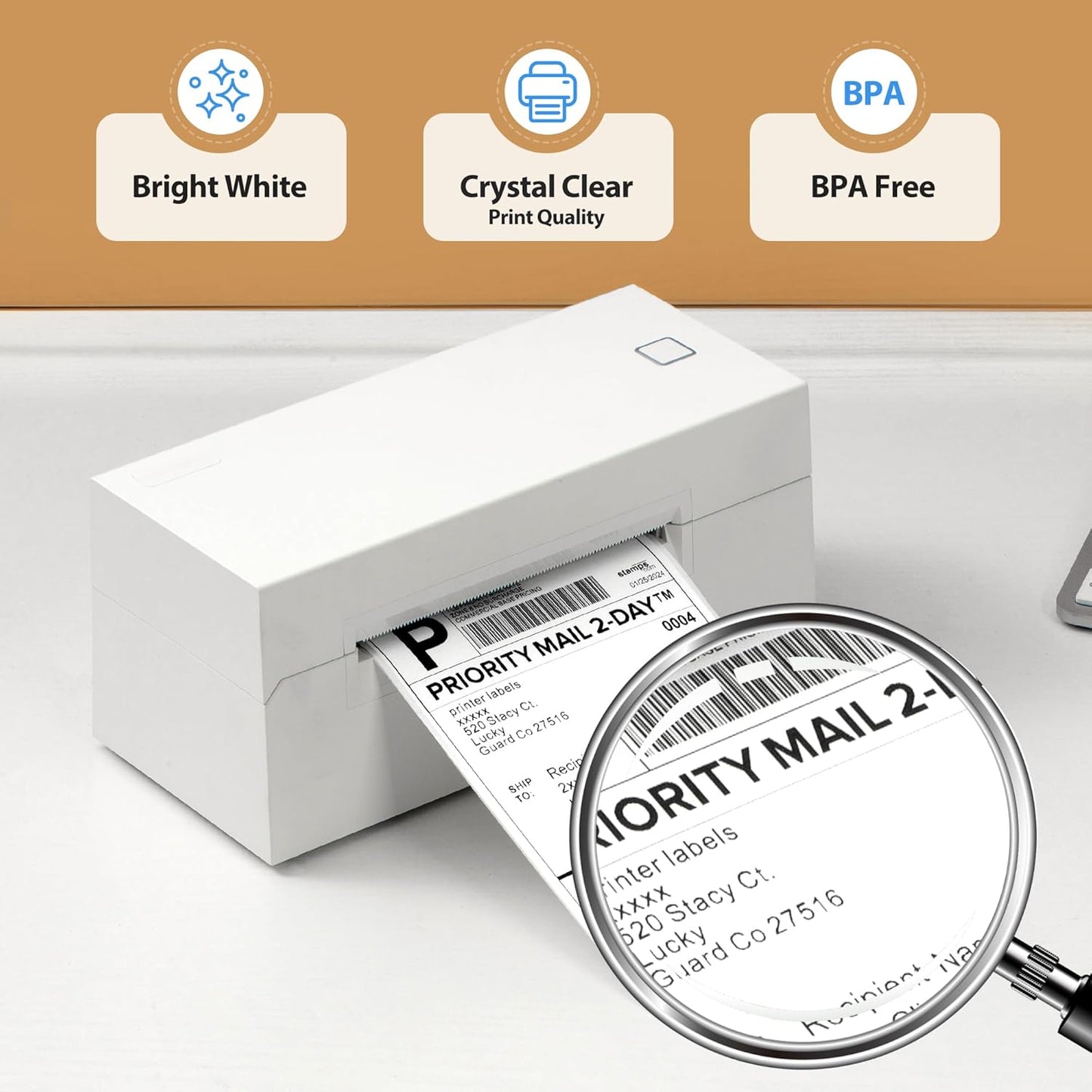 4x6 Thermal Labels Fanfold 500-Pack Crisp Prints Thermal Shipping Labels 4x6 Commercial Grade Thermal Printer Paper with Perforated, 1 Stack