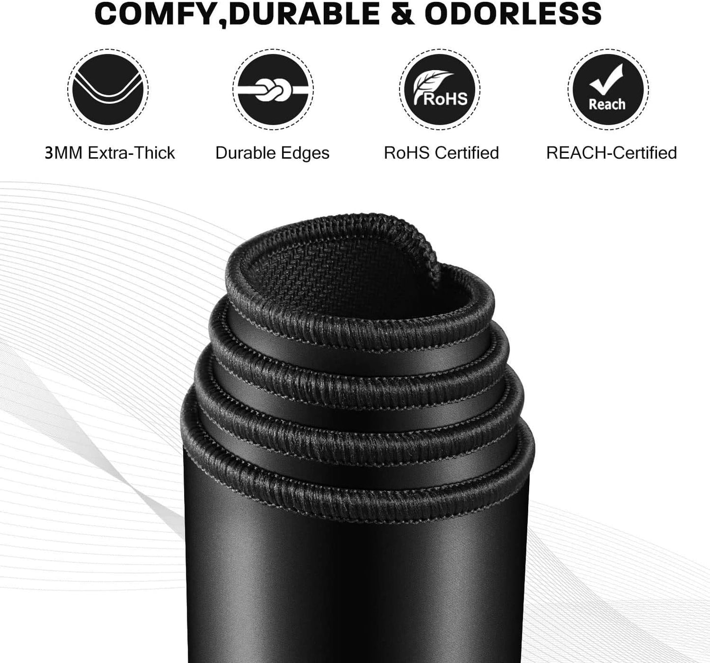 JIALONG Large Gaming Mouse Pad, XXL Desk Mousepad with Stitched Edges, Non-Slip Base Keyboard Pad for Gamer, Office & Home Classic Black