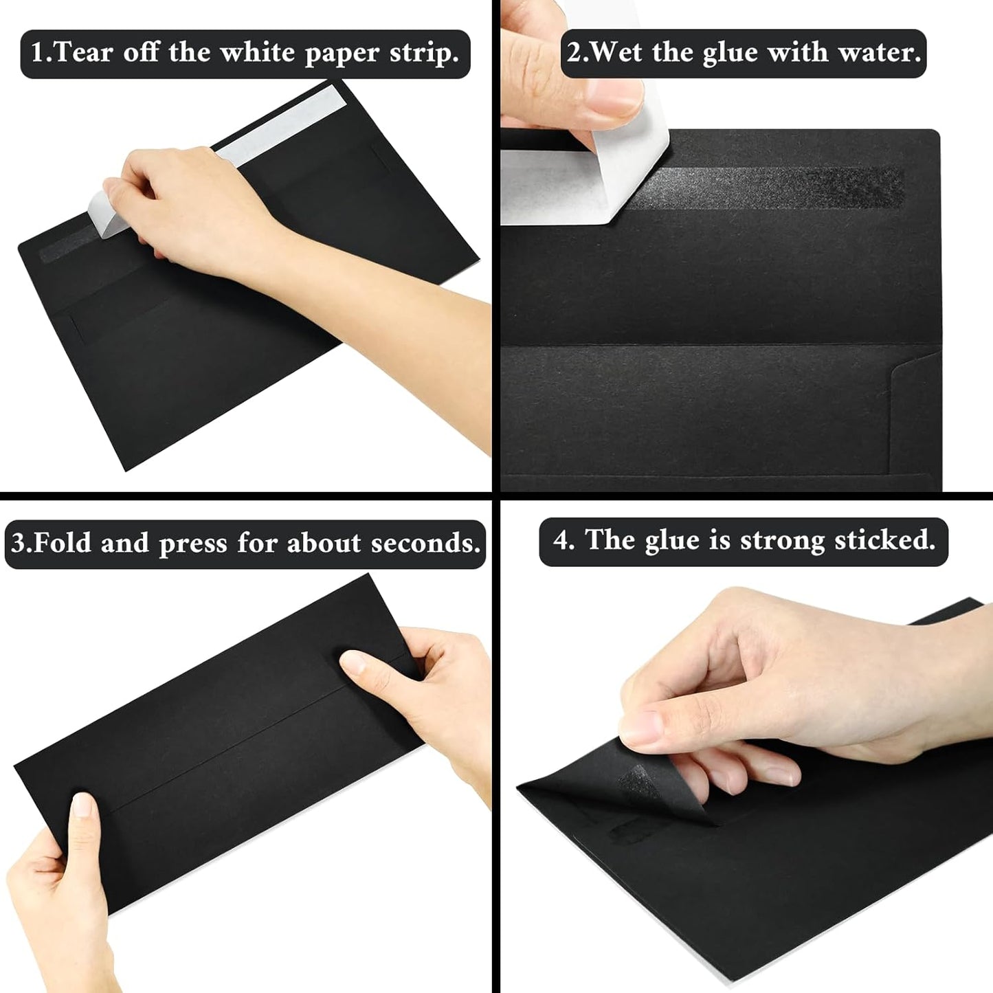 50 Pack #10 Business Envelopes, Black Standard Envelopes Self Seal, Letter Size Business Mailing Envelopes for Checks Letters Invoices Statements Birthday Graduation Wedding,4 1/8 x 9 1/2 Inch