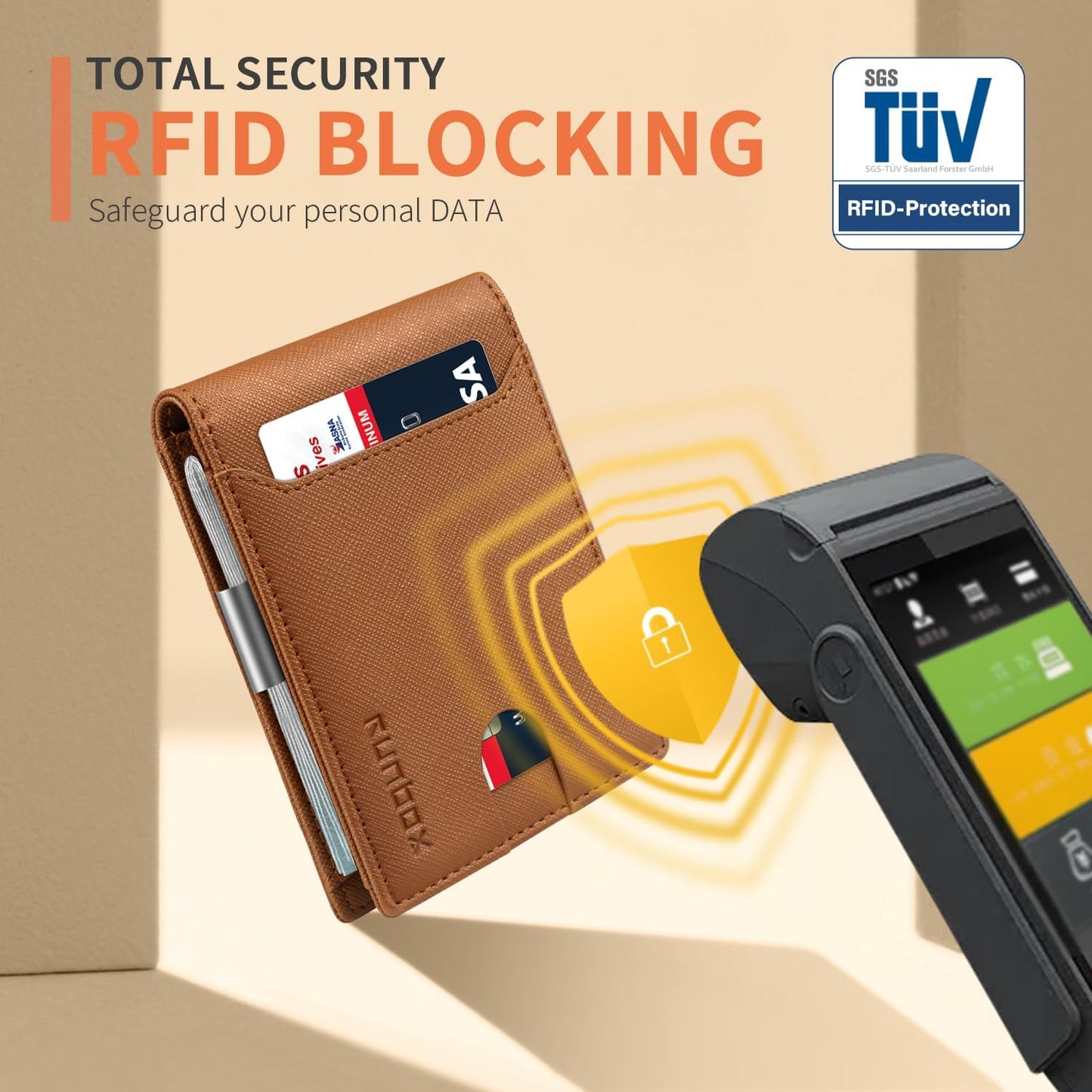 RUNBOX Slim Wallets for Men - Leather Money Clip Mens Wallet - RFID Blocking Front Pocket Bifold Wallet - Thin Credit Card Holder with Gift Box