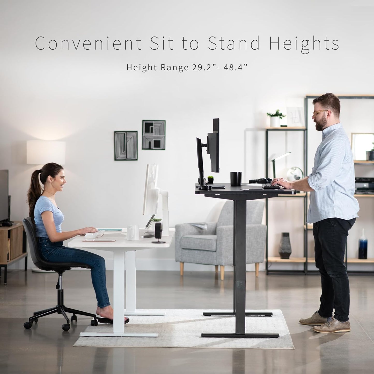 VIVO Electric 60 x 30 in Standing Desk, Memory Height Adjustment, 1B Series, Black Top White Frame, DESK-KIT-1W6B-30
