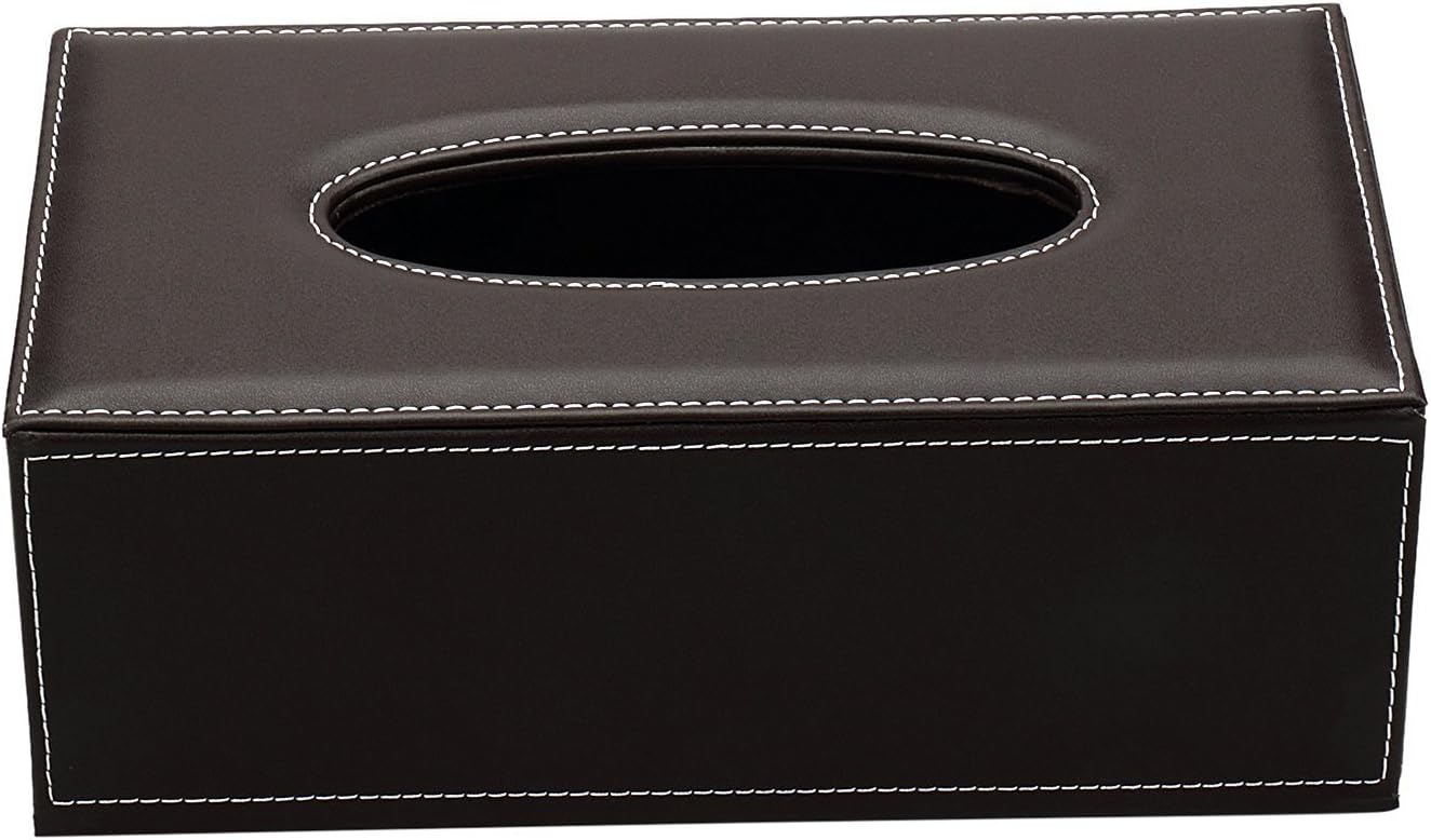 KINGFOM 3PCS/SET Desk Organizer Sets Leatherette Office Accessories Supplies Including Tissue Holder,Pencil Holder and Business Name Cards Stand Brown