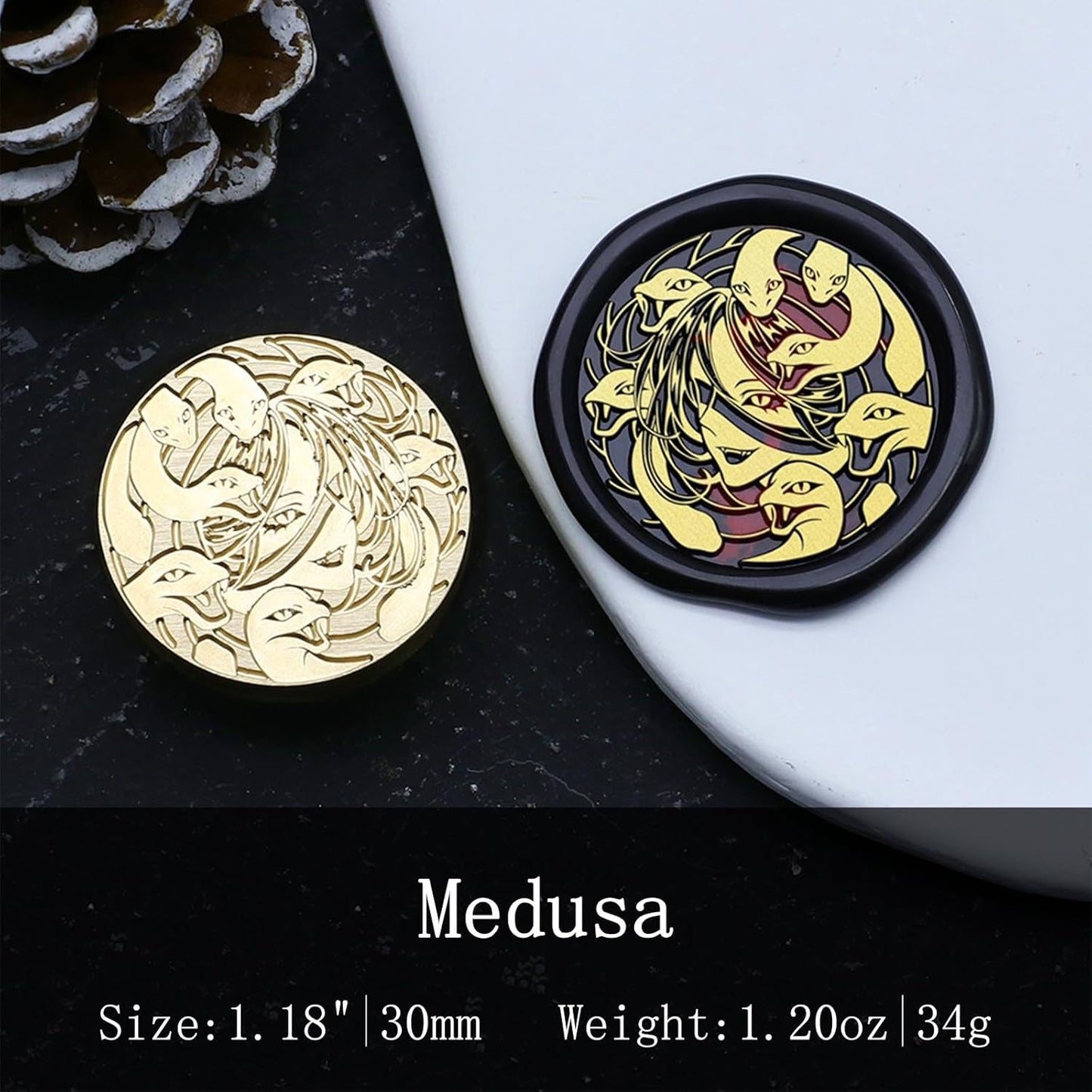 Medusa Wax Seal Stamp - Ancient Greek Mythological Serpent-Haired Siren Sealed Stamp,Removable Vintage Brass Stamps for Envelopes Letters Handicraft DIY and Creative Gifts