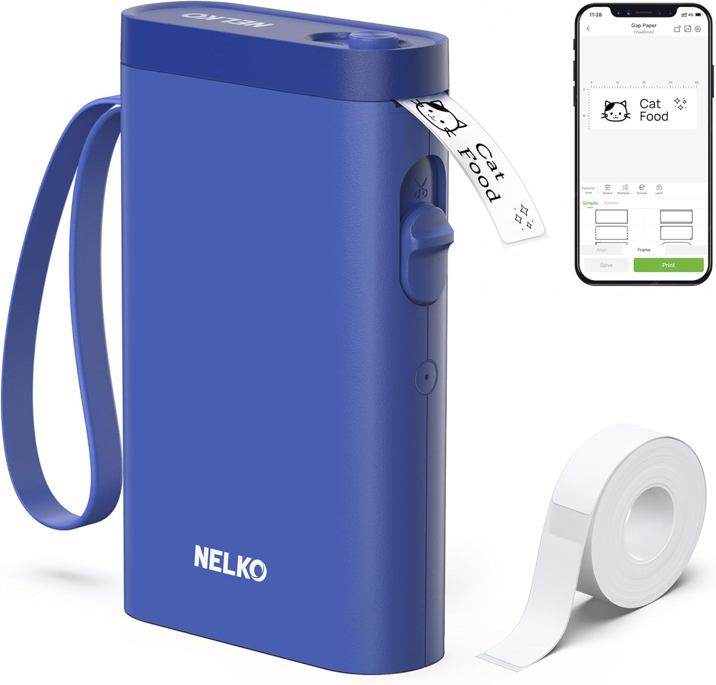 Nelko Label Maker Machine with Tape, P21 Bluetooth Label Printer, Wireless Mini Label Makers with Multiple Templates for School Office Home, Blue