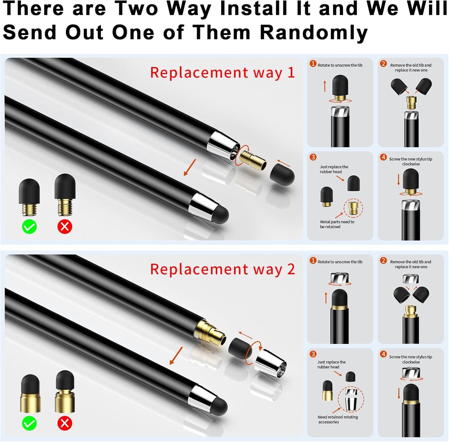 10 PCS Stylus,Stylus Pen for Touchscreen,Stylus 2-in-1 High Sensitivity & Precision Suitable for Touch Screens of iPhone/ipad/Android Tablets(10 Stylus Pen Rose Gold/Black + 20 Tips)