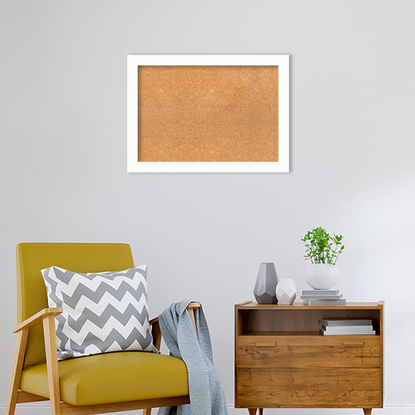 Amanti Art Natural Cork Board for Wall, 21x29 Vision Board with White Frame, Medium Corkboard Office Decor for Home Organization, Casual Corkboard Pinboard to Display Items for Home Organization in