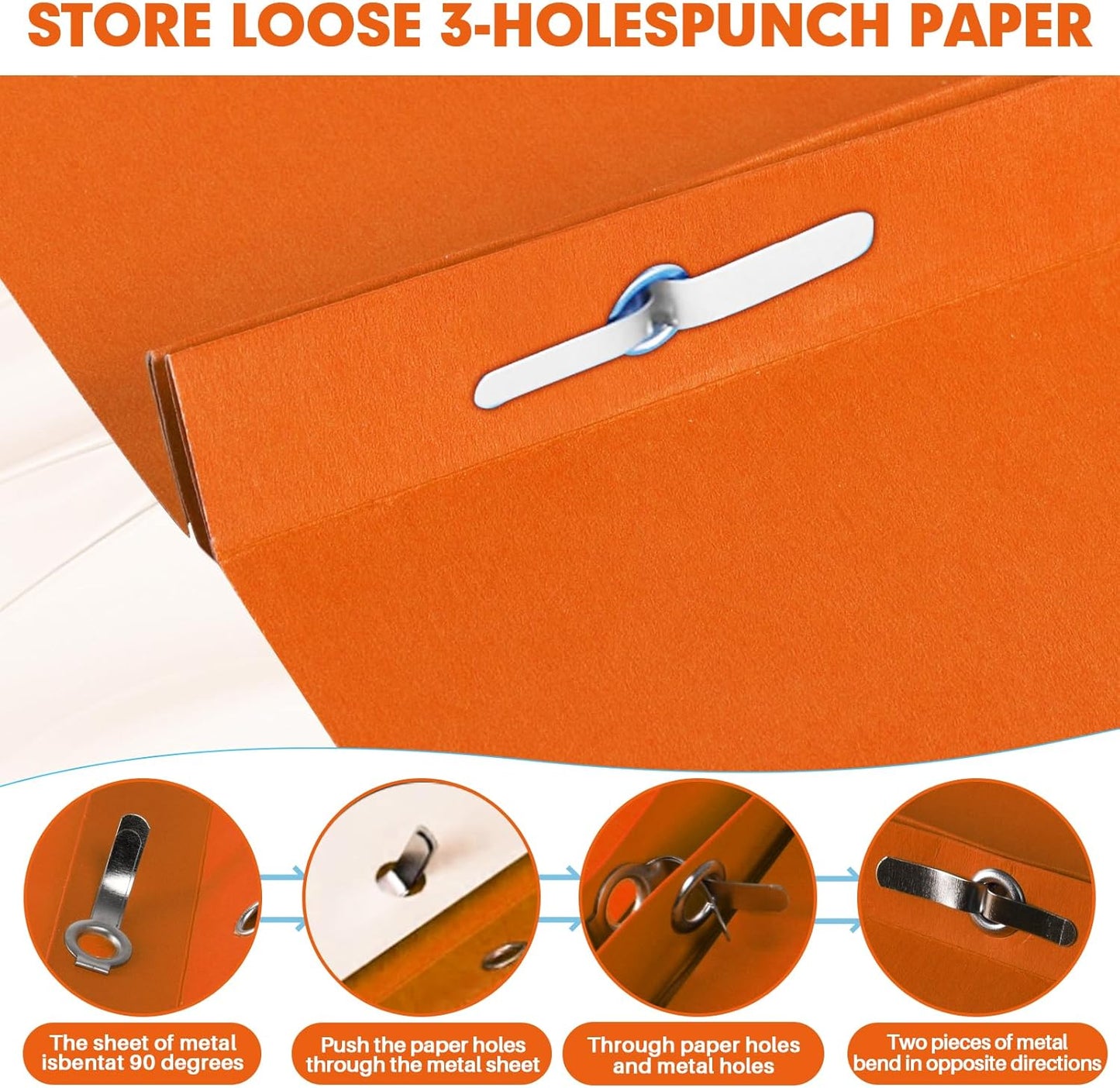 Two Pocket Folders, RAZCC 75 Pack Two Pocket Folders with Prongs, 3 Prong Folders Fit Letter Size Paper, Pocket File Folders for School Office Home Business, Orange