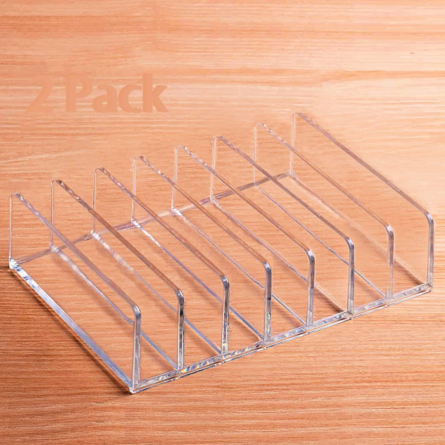 Acrylic Mail Holder 2 Pack, 7 Slots Clear Desk Organizer for Sorting Mail, Clear Bill Money Organizer for Envelope, Card and Makeup, Cash Tray for Cash Stuffing, Use in Home and Office