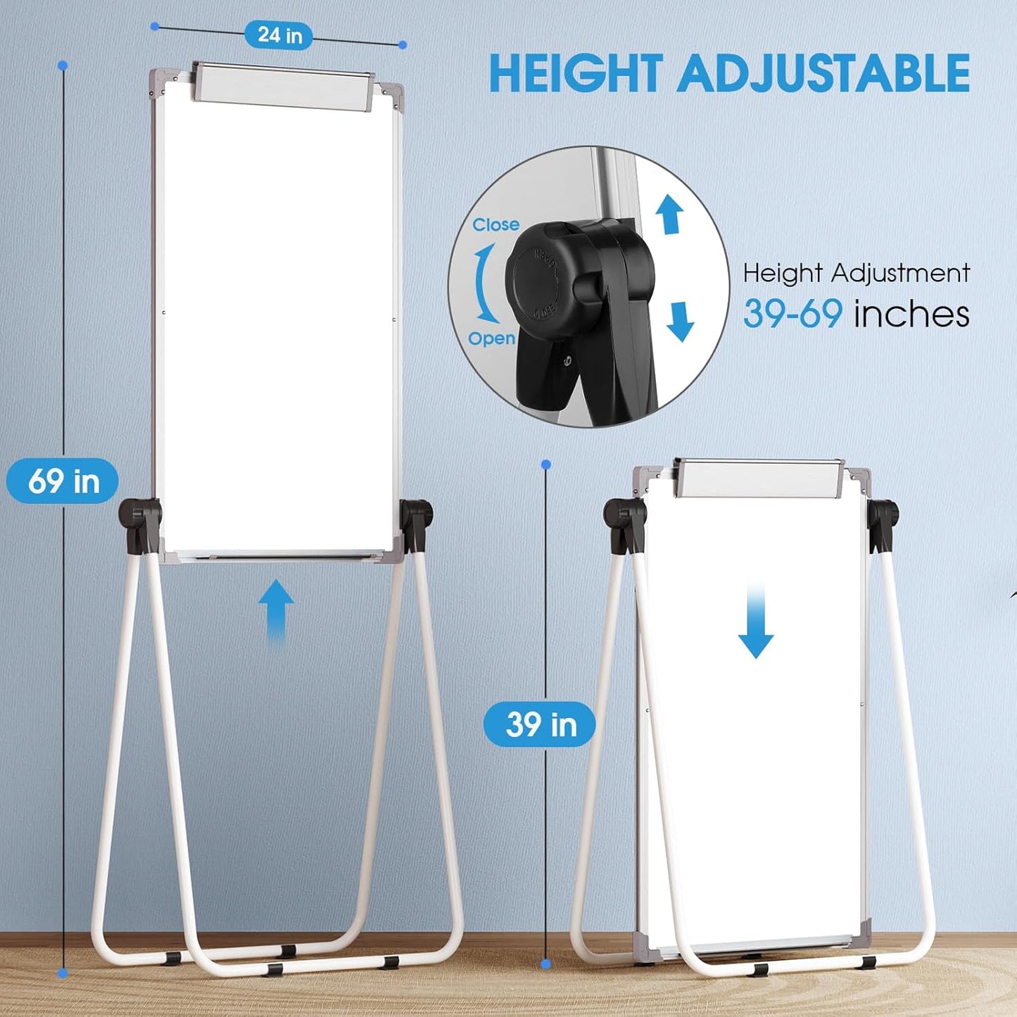 MaxGear Large White Board Easel Stand 2 PCS, 36" x 24" Double Sided Magnetic Dry Erase Board for School Classroom, Home Office Stand Flip Chart, Height Adjustable 360 Degree Rotating Whiteboard
