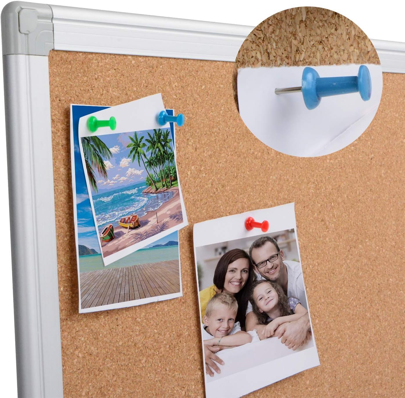 Board2by Cork Board Bulletin Board 24 x 18 Inches, Silver Aluminium Framed Corkboard, Office Board for Wall Cork, Large Wall Mounted Notice Pin Board for Home, Office and School