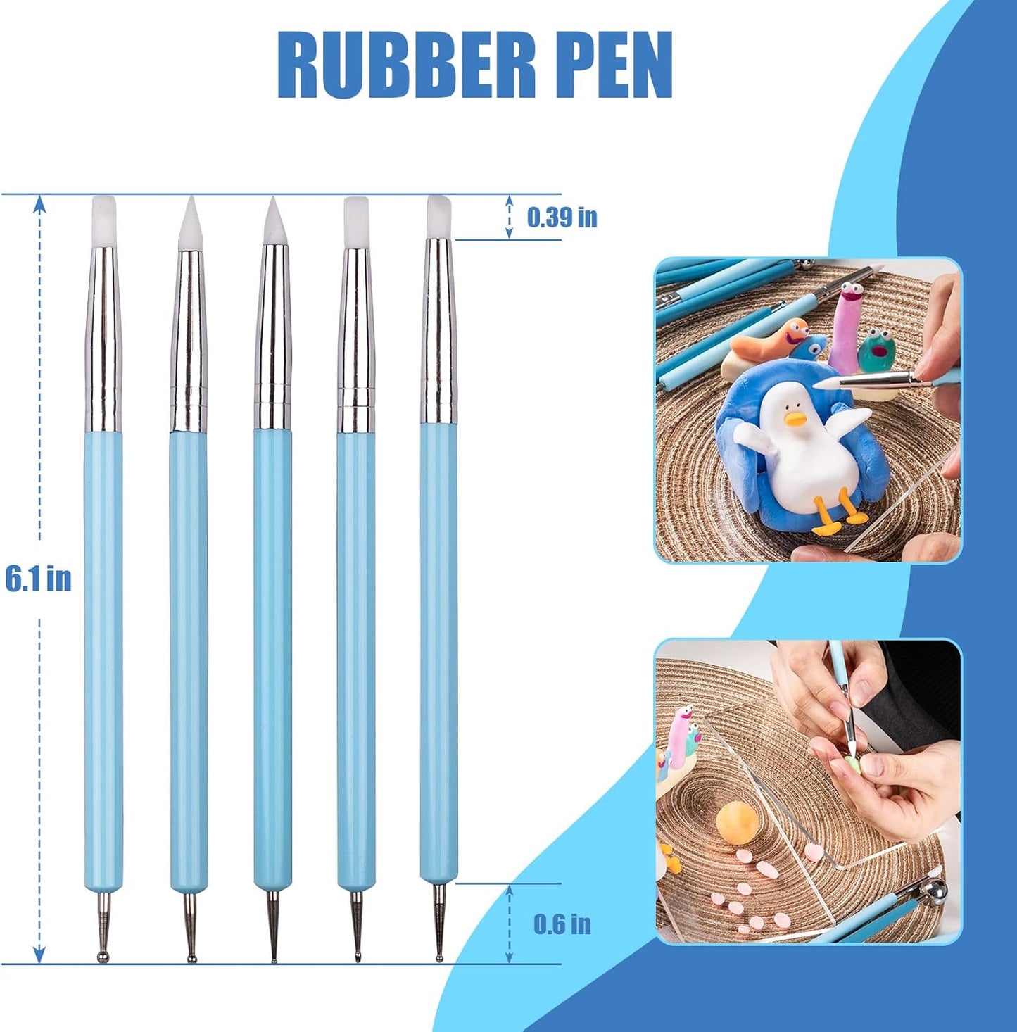 Dotting Tools, Silicone Clay Sculpting Tool, Ceramic Clay Ball Stylus Dot Painting Tools, Pottery Embossing Tool for Rock, Nail, Blending, Drawing, Modeling