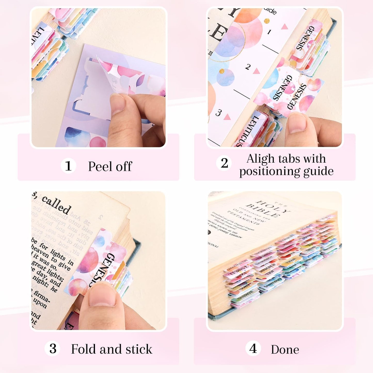 Bible Tabs for Women, 66 Large Print Laminated Bibles Chapters Index Tabs and 39 Blank Dividers Sticky Labels, Cute Beauty Bubble Bible Study Supplies, Journaling Accessories, Christian Gifts for Men