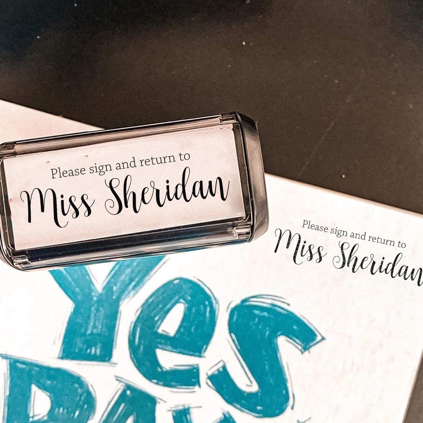 Custom Self-Inking Stamps | 49 Fun Designs | Classroom & Book Stamps - Grading Made Easy (Please Sign & Return Script | Xtra Wide)