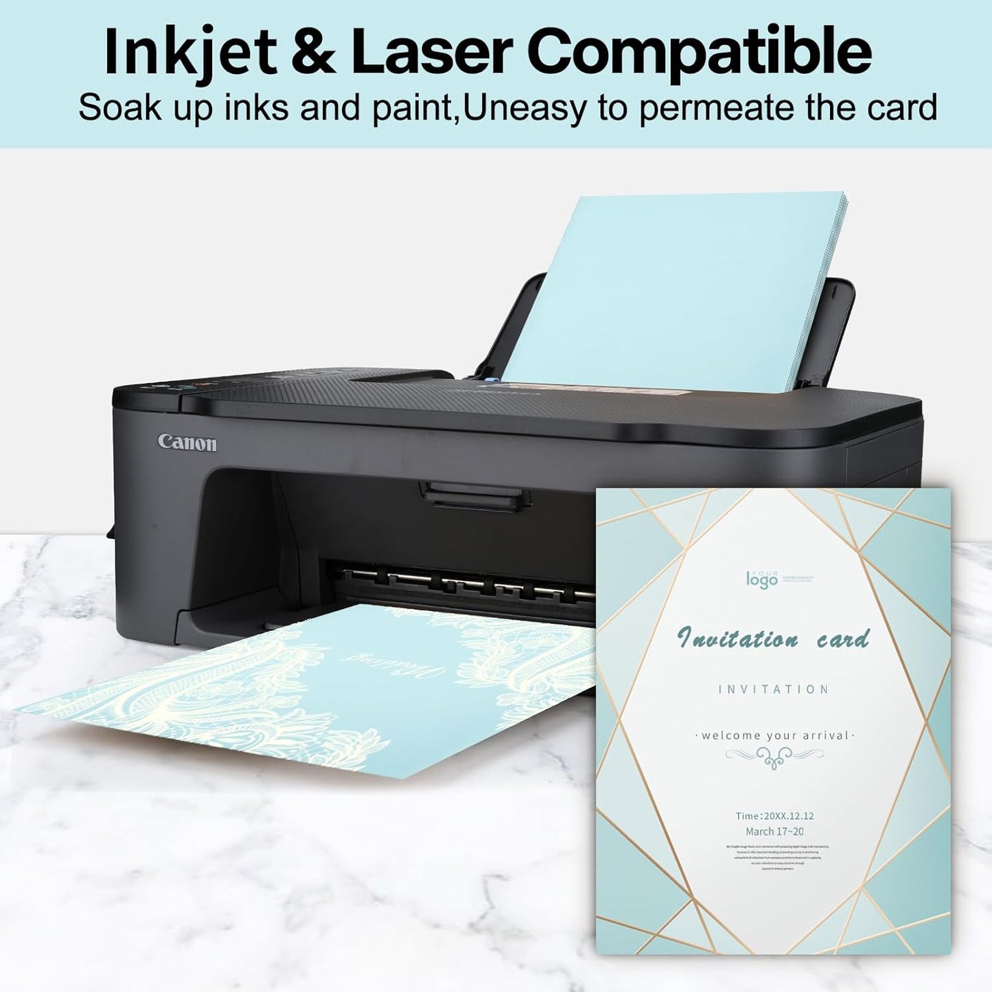 50 Sheets Light Blue Cardstock Paper 8.5 x 11, Goefun 80lb Card Stock Printer Paper for Arts & Crafts, Presentations, Stationary Printing