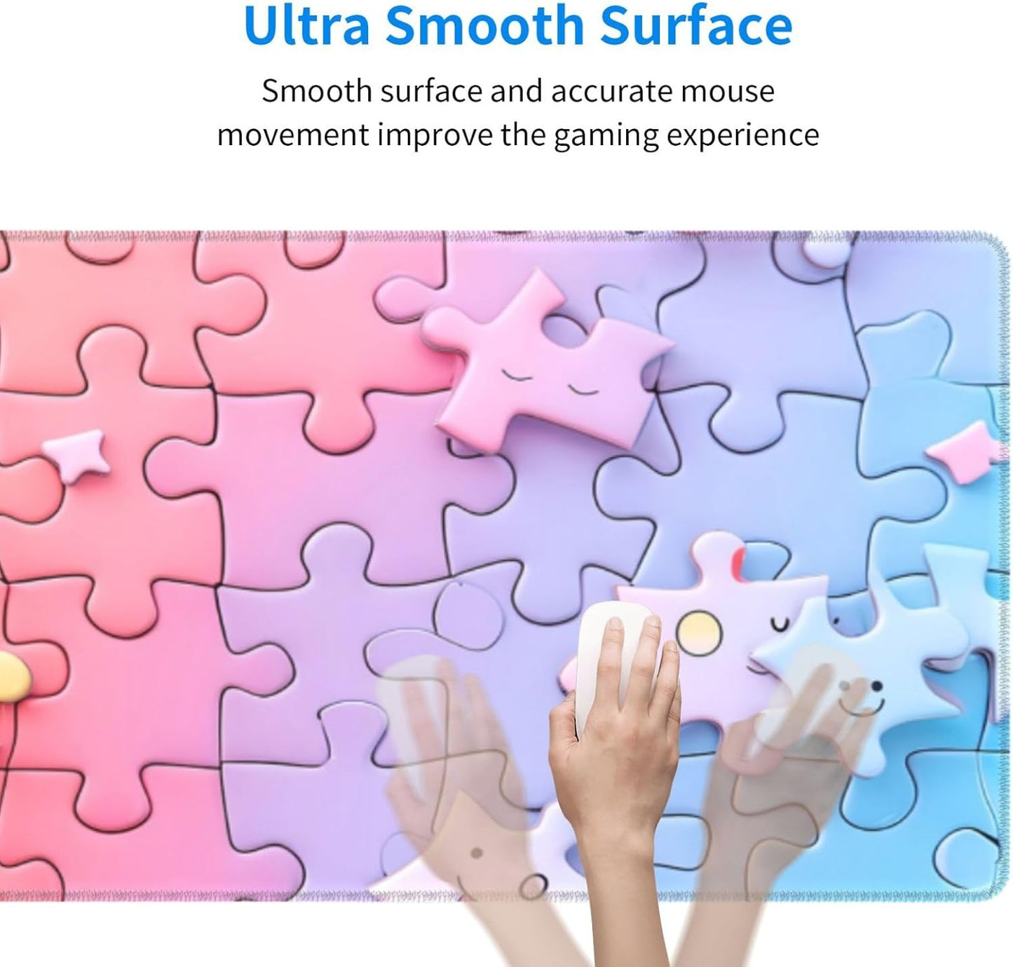 Gaming Mouse Pad Desk Pad,Extended Big Mouse Pad,31.5x11.8 Inch Long Computer Keyboard Mouse Mat Mousepad with 3mm Non-Slip Base and Stitched Edge for Gaming and Office… (Multicoloured Puzzle)